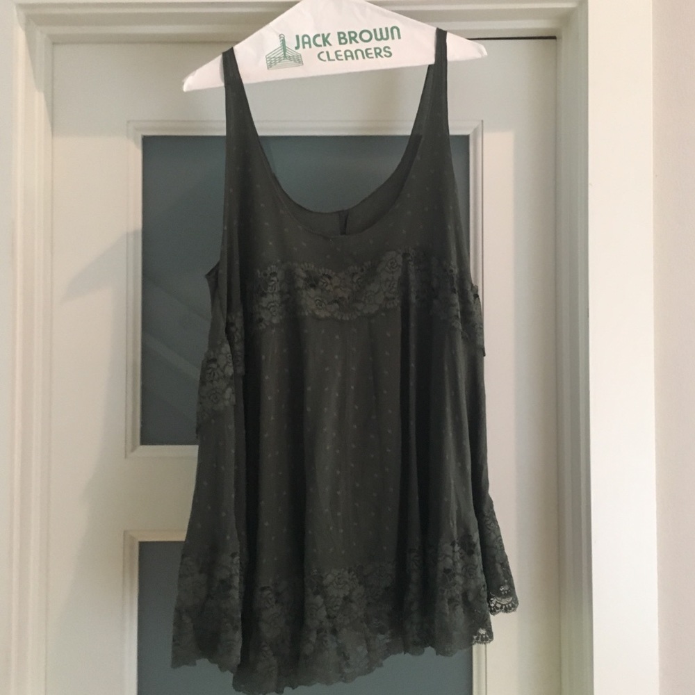 Free People She Swings Slip Dress Olive Green